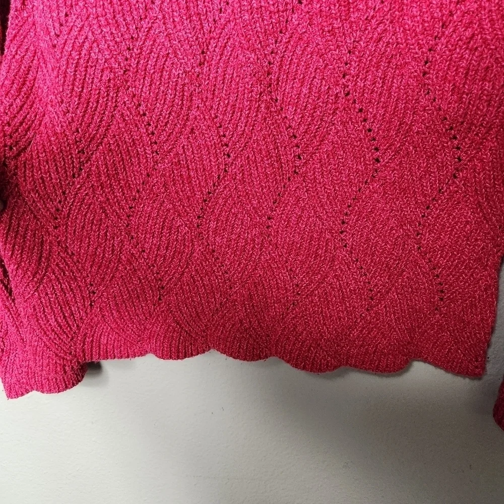 Sundance Womens Magenta Pink Champlain Cable Knit Turtleneck Sweater-Size M